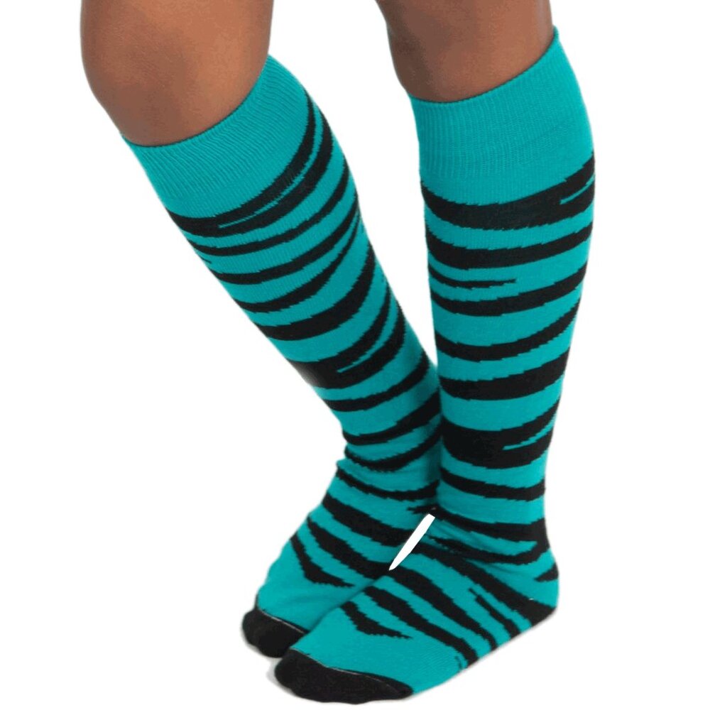 Teal Zebra Print Socks